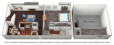 Floor plan for 1 bed, 1 bath, 800 sqft